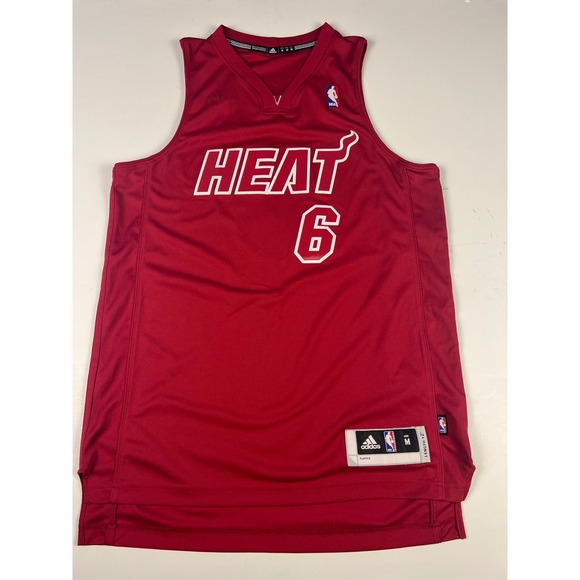 Adidas Miami Heat Dwayne Wade #6 NBA Basketball Jersey Red Mens Medium +2 - Picture 1 of 12